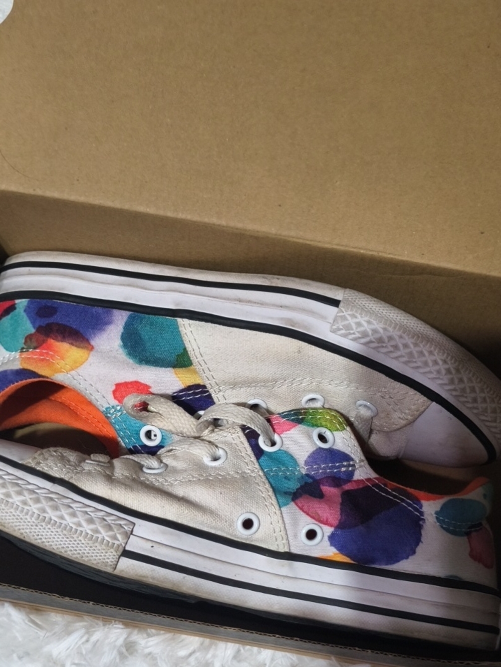 Converse White With Colorful Spots 3y